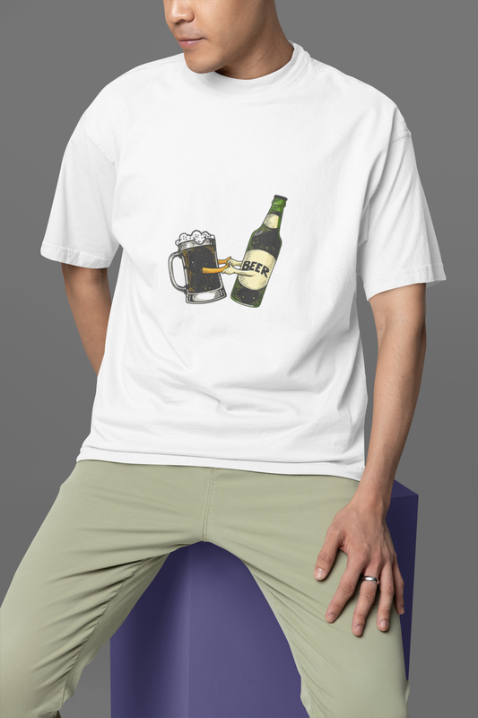 Here for the Beer Oversized Graphic T-Shirt