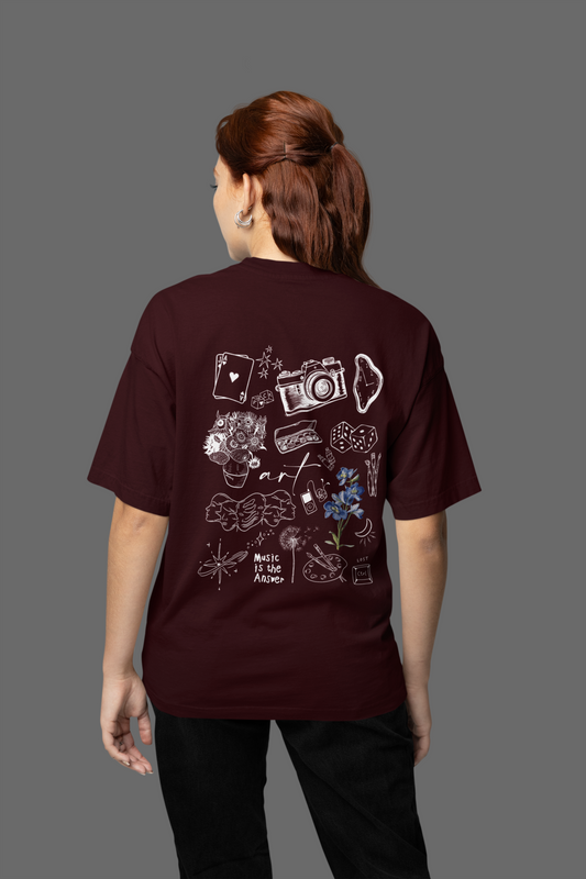 Music Graphic Oversized T-Shirt — Dark