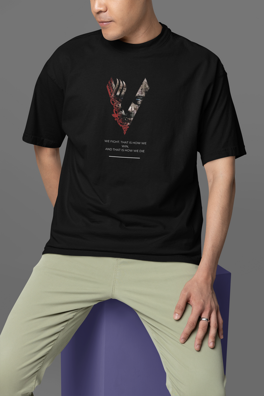 Vikings Oversized Graphic T-Shirt (Black)